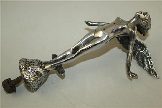 A 1930s chrome plated car mascot, 7in.